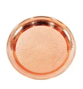 <b>Copper</b> Serving Tray Premium Dining Platter for Serving Food Snacks Drinks Tea Coffee in Home Kitchen Restaurant and Hotel <b>Table</b> - Product Image 2