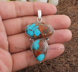 Colgante de Turquesa Natural al por Mayor, Plata de Ley 925, Gema Rosa, Amuleto de Corazón, Fabricante de Joyería, Precio al por Mayor, Directo de Fábrica - Product Image 6