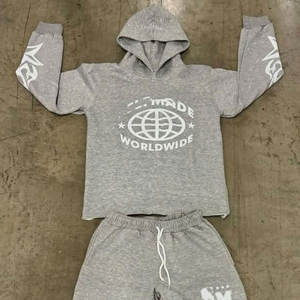 Conjunto de 2 Piezas para Hombre, Diseño Personalizado, Apliques Bordados, Parches Impresos, Logotipo, Estilo Deportivo, Invierno, Sudadera con Capucha y Pantalones Deportivos - Product Image 3