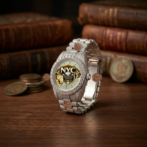 Montre mécanique de luxe pour homme, cadran vert, style antique, sertie de moissanite VVS, analogique, en acier inoxydable, verre, fournisseur indien direct - Product Image 1