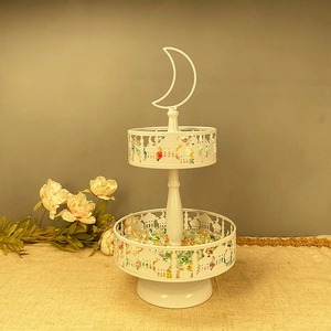 Plateau de Ramadan tendance en métal à deux niveaux amovible pour la décoration islamique de la maison, support à desserts, assiette à bonbons Aïd Moubarak - Product Image 1