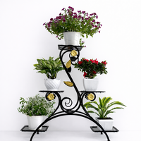 Support à plantes robuste en fer forgé : Étagère à fleurs multi-niveaux en métal pour une oasis intérieure élégante et une décoration de patio extérieur