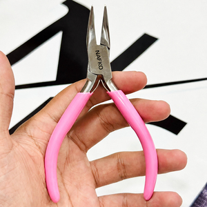 Pince à bec effilé à chaîne courbée 130 mm, à mors lisses, outil de sertissage de circlips à ressort pour la fabrication de bijoux DIY, fermeture de boucles, OEM - Product Image 1