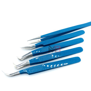 Pinzas para Pestañas de Acero Inoxidable Antiestáticas de Marca Privada con Punta de Fibra, Logotipo Personalizado, Pinzas para Extensión de Pestañas de Volumen - Product Image 2