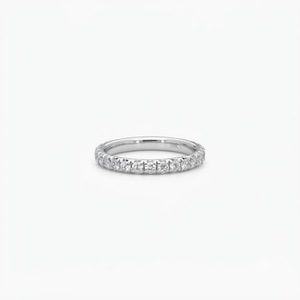 Round Cut Lab Grown Diamond Half Eternity <b>Ring</b> 10K 14K 18K Solid Gold IGI Certified Anniversary <b>Ring</b> Elegant Engagement Jewelry - Product Image 4