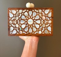 Pochette de soirée personnalisable en bois avec incrustation MOP, faite à la main, écologique, finition polie, couleurs mélangées, pour mariage et occasions festives
