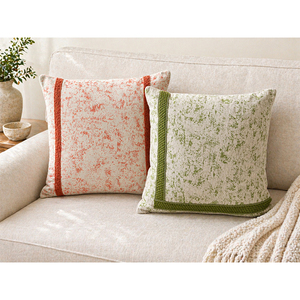 Premium Embroidered 100% Linen Cushion Cover | Textured Decorative <b>Throw</b> <b>Pillow</b> Cover with Contrast Trim for Sofa & Home Decor - Product Image 1