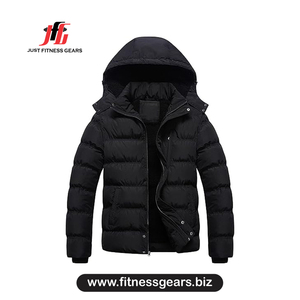 Chaqueta de invierno para hombre, cortavientos, con capucha, gruesa, de poliéster, informal, con cierre de cremallera. - Product Image 1