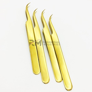 Pince à cils plaquée or Plain Shin Grip pour extensions de cils, pince de précision à pointe lisse, pince pour extensions de cils - Product Image 4