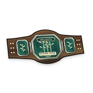 Custom Jade Horizon Rising Star Championship <b>Belt</b> Unisex Straight Form <b>Wrestling</b> Boxing MMA Metal Plates Personalized Logo OEM - Product Image 4