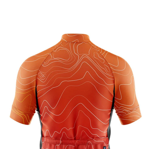เสื้อจักรยานผู้ชายพรีเมียมแบบสั่งทำพิเศษ แขนสั้น คอตั้ง ระบายเหงื่อได้ดี ผลิตจากโพลีเอสเตอร์ สีแดงส้ม เสื้อกีฬาฤดูร้อน - Product Image 5