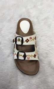 <b>Women</b> White Embroidered Flat <b>Sandals</b> Floral <b>Buckle</b> Strap Open Toe Casual Ethnic Footwear for Party Wedding and Daily Wear - Product Image 5
