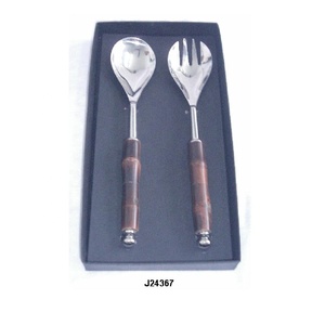Juego de cubiertos con mango de cerámica de diseño único, juego de servidor de ensalada en manijas pulidas de acero en otro material, también disponible, decoración de cocina - Product Image 5