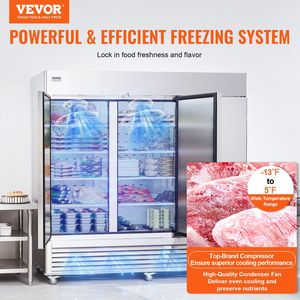 Commercial Kitchen <b>Refrigeration</b> <b>Equipment</b> 60.42 Cu.ft Stainless Steel Upright Freezer 3 Doors 82.5\" W 12\" Reach-in Freezer - Product Image 2