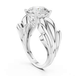 Anillo de Compromiso con Diamante Corte Esmeralda para Mujer, Oro Blanco, Estilo Romántico, Joyería con Diamante Moissanita - Product Image 3