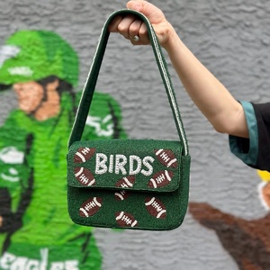 Nouveau Sac à Bandoulière Vert Tendance en Forme de Ballon de Football pour Femmes et Filles, Sac de Soirée Fait Main avec Strass, Sac à Main Bandoulière pour Jour de Match - Product Image 1