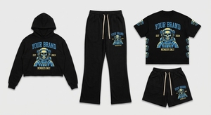 YOURBRAND Studios Tracksuit Set Black Hoodie <b>T</b>-<b>Shirt</b> Pants Shorts <b>Skull</b> Print 2024 Streetwear Unisex Adult Full Length Loose Fit - Product Image 2