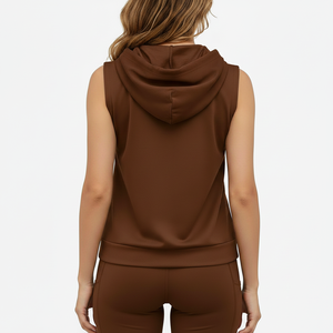 Women Knitted <b>Hoodie</b> Tank Top Front Logo Sleeveless <b>Lightweight</b> Casual Activewear Quick Dry Breathable for Workout Daily Fashion - Product Image 5