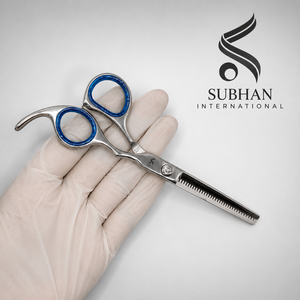 Hair Cutting Scissors Stainless Steel Blue Handle Manual Hair Care Tools High Quality for Professional Stylists Handle Design - Product Image 6