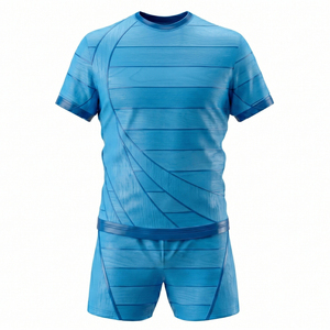 Ensemble d'uniformes de rugby gris unisexe en polyester respirant, maillot à manches courtes et short, taille adulte, service OEM personnalisé - Product Image 6
