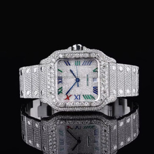 Vintage Luxury Seiko <b>Diamond</b> Encrusted Square Quartz <b>Watch</b> Sapphire Crystal Dial Stainless Steel Band Analog Roman Numeral Box - Product Image 1