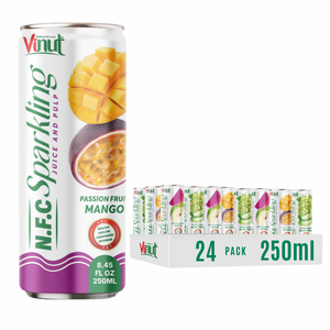 Meilleur prix et échantillon gratuit 250ml boisson de jus de mangue passion pétillante-usine du Vietnam, OEM/ODM, marque privée, prix en vrac - Product Image 1