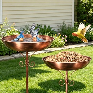 Bain d'oiseaux moderne en cuivre au design élégant, parfait pour l'extérieur, jardin, mangeoire à oiseaux, bassin d'eau, construction durable. - Product Image 4