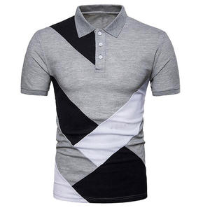 Polo pour homme à rayures colorées, manches courtes, tricoté, décontracté, rouge, gris, blanc, respirant - Product Image 4