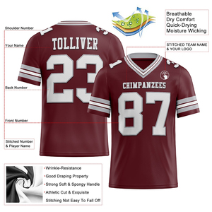 Camiseta de Fútbol Personalizada Color Borgoña, Malla Blanca y Gris, Auténtica, de Alta Calidad, Transpirable, Ropa Deportiva, Camiseta de Alto Rendimiento Atlético - Product Image 2