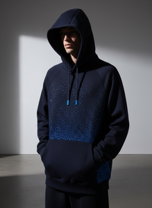 Luxury Rhinestone <b>Studded</b> Zip-Up Hoodie <b>Men</b> Acid Wash 480gsm Heavyweight Cotton Custom Logo Streetwear ODM - Product Image 3
