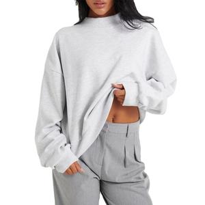 Sweat-shirt surdimensionné personnalisé pour femme, à épaules tombantes, couleur unie, manches longues, en molleton, design simple - Product Image 1