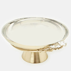 Round Metal Handmade Cake Platter with Wave Base <b>Hand</b> Wash Only Non Stick Dessert Stand for Serving Cake and Berries - Product Image 6
