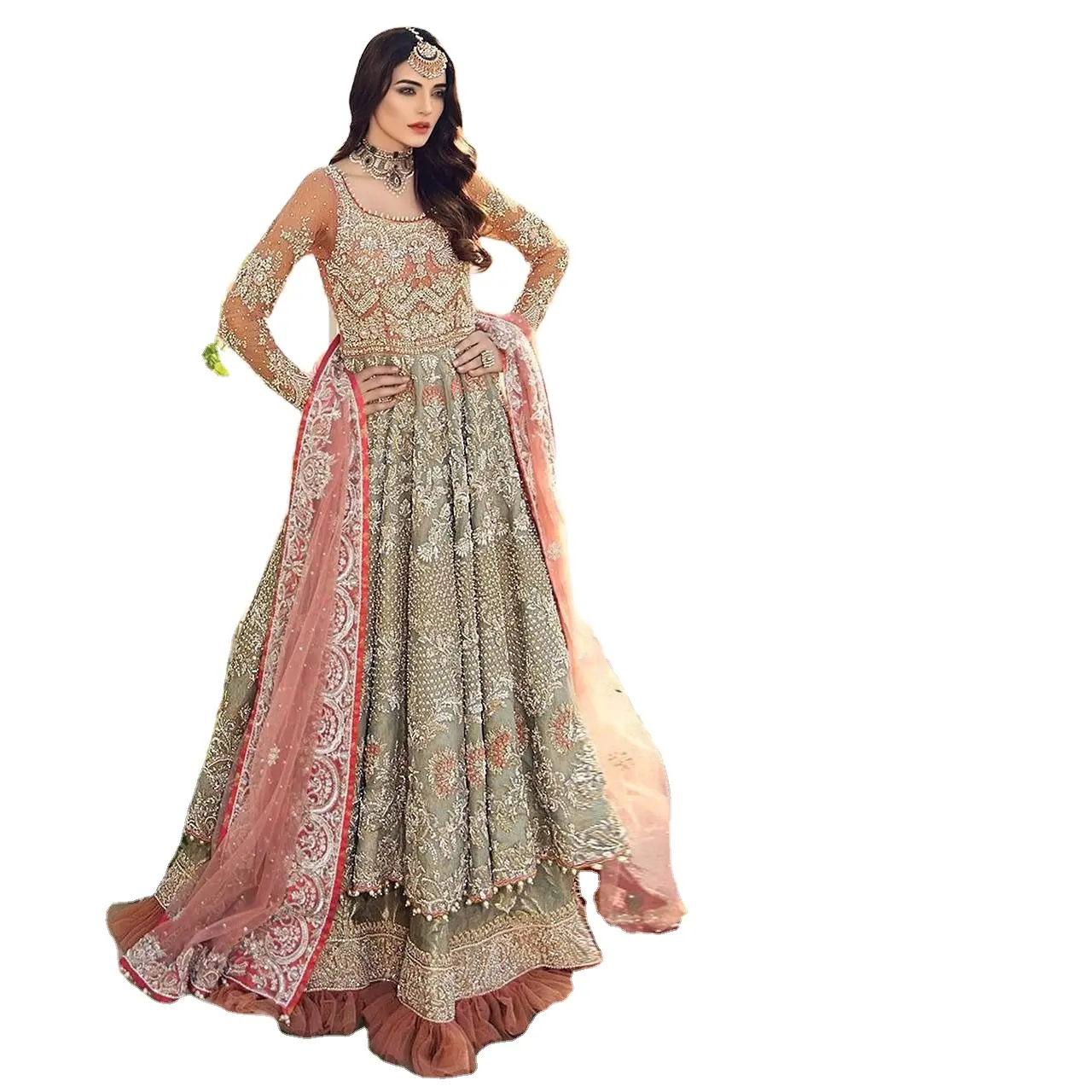 Ấn Độ Và Pakistan Phong Cách Net Với Thêu Làm Việc Salwar Kameez Phù Hợp Với Cho Phụ Nữ Nặng Phong Cách Hồi Giáo Ăn Mặc Và Kurti