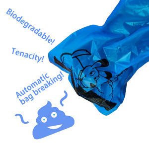 Juego de 50 rollos ecológicos con logotipo personalizado con dispensador, bolsas biodegradables portátiles para excrementos de perros, eliminación de residuos de mascotas azules - Product Image 2