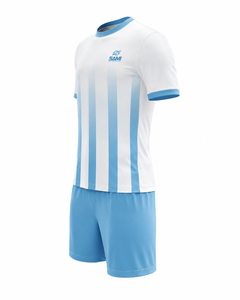 Unisex Soccer Jersey Set <b>White</b> <b>Blue</b> Solid Short Sleeve Moisture Wicking Uniform Adult Regular Fit Custom Team Wear 100% - Product Image 2