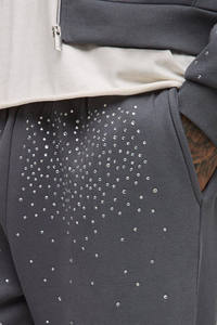 <b>Thigh</b> Quality Custom Tall Shrunken Rhinestone Zip Hoodie & Jogger Set Breathable Sweatsuits Cotton - Product Image 5