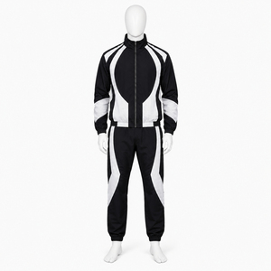 Conjunto Deportivo Personalizado en Blanco y Negro para Hombre, Chaqueta Deportiva con Cremallera Completa y Pantalones a Juego, Ropa Deportiva para Entrenamiento - Product Image 6