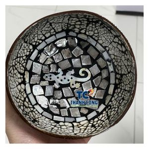 Meilleur Prix – Bol Vintage en Mosaïque de Coquillages Écologique – Articles Populaires en Stock – Coquille d'Œuf Noire Carrée – Cadeaux Artisanaux Gecko/Lézard - Product Image 1