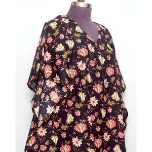 Caftán 100% Algodón con Estampado Floral, Ropa Larga para Mujer, Vestido de Maternidad con Estampado en Bloques, para Todas las Temporadas: Verano, Invierno, Otoño, Primavera - Product Image 5