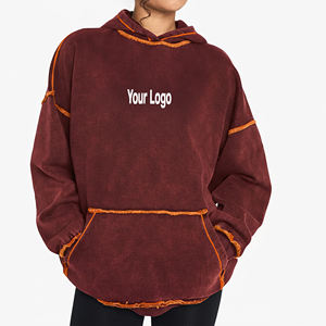 Novedad 2026: Sudadera de algodón 100% personalizada, talla grande, hombros caídos, peso pesado, transpirable, lavado ácido, corte holgado, estilo urbano para mujer. - Product Image 1
