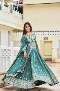 Mejor tela, nueva variedad de georgette sintética con hilo, bordado Jari y trabajo de bordado, conjunto de Lehenga Choli y Dupatta, proveedor mundial - Product Image 2