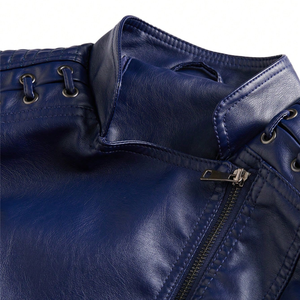 Custom Wholesale OEM ODM PU Faux <b>Leather</b> Jacket <b>Men</b> Women Winter Biker Motorcycle <b>Bomber</b> Coat Manufacturer Custom Logo Plus Size - Product Image 4