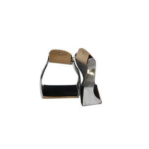 Estribos de acero inoxidable con almohadilla de goma negra para equitación, estribos de acero para montar a caballo, equipo de equitación. - Product Image 3
