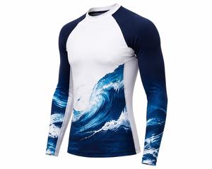 Tendance : Rashguard Homme Manches Longues Imprimé Sublimation Motif Vague Respirant Anti-UV Écologique Séchage Rapide Polyester Sport - Product Image 5