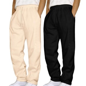Pantalon décontracté pour homme, coupe décontractée, couleur unie, taille élastique avec cordon de serrage, poches, en coton tissé respirant, poids moyen, style été - Product Image 5