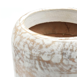 Vase à fleurs en bois sculpté artisanal Smart Art, en bois de manguier, finition naturelle blanchie, pour la décoration intérieure. - Product Image 3