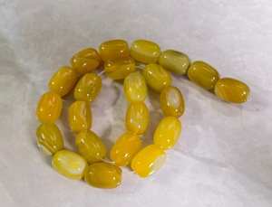 Perles de pierres précieuses en agate jaune rayée naturelle, forme baril épais, pour la création de bijoux DIY - Product Image 6