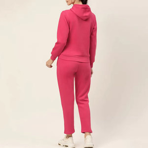 Ensemble de survêtement pour femme, couleur unie, à capuche, pantalon long, coupe décontractée, 100% coton respirant, vêtements d'automne - Product Image 2