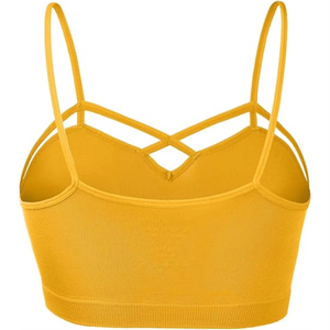 Soutien-gorge de sport classique jaune léger pour femme grande taille, maintien élevé, design minimaliste, tissu doux et respirant pour le yoga, l'entraînement et le quotidien - Product Image 2