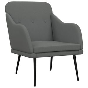 Fauteuil moyen en tissu gris foncé 100% polyester, chaise de salon avec structure en métal et contreplaqué - Product Image 2